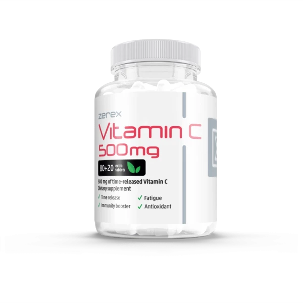 Zerex Vitamín C 500 mg s postupným uvoľňovaním 80 + 20 tabliet Zerex Vitamín C 500 mg s postupným uvoľňovaním 80 + 20 tabliet