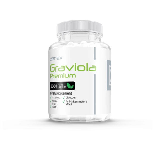 Zerex Graviola Premium pre posilnenie imunity 80 + 10 kapsúl Zerex Graviola Premium pre posilnenie imunity 80 + 10 kapsúl