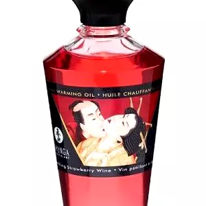 Shunga Hrejivý masážny olej s afrodiziakmi - jahody/šampanské 100 ml