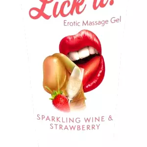 Lick it! Lubrikačný a masážny gél Jahoda a šumivé víno 50 ml