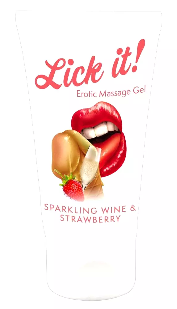 Lick it! Lubrikačný a masážny gél Jahoda a šumivé víno 50 ml Lick it! Lubrikačný a masážny gél Jahoda a šumivé víno 50 ml