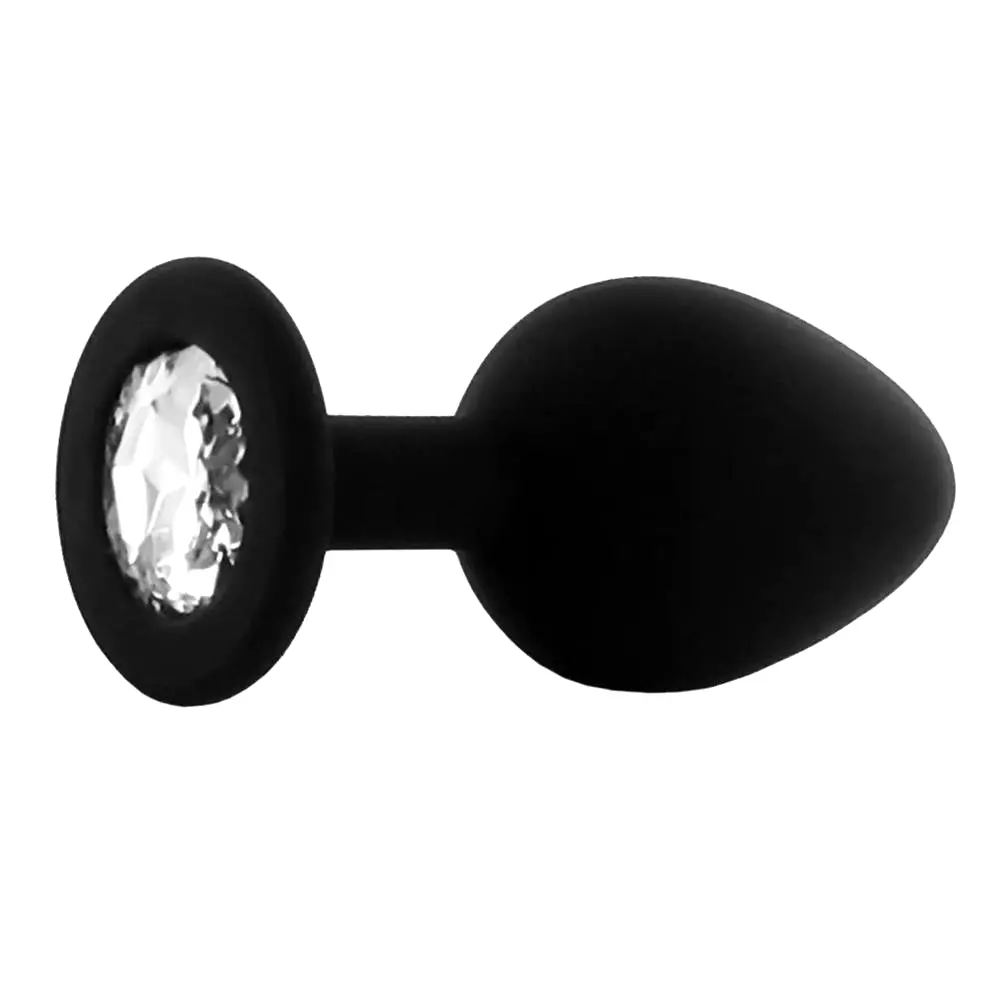 BASIC X ShinyBlack - silikónový análny kolík s kamienkom S BASIC X ShinyBlack - silikónový análny kolík s kamienkom S