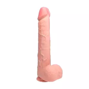 RealRock Extra Large dildo so semenníkmi 38 cm - telové
