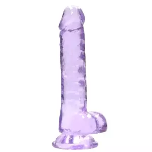 Realrock gélové dildo s prísavkou 17 cm fialové
