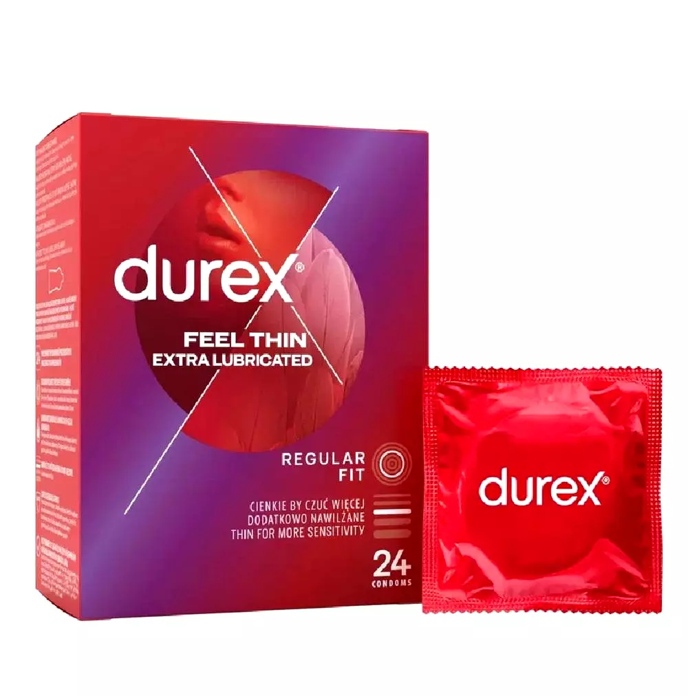 Durex kondomy Feel Thin Extra Lubricated 24 ks Durex kondomy Feel Thin Extra Lubricated 24 ks