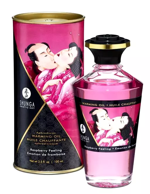 Shunga Hrejivý masážny olej s afrodiziakami - malina 100 ml Shunga Hrejivý masážny olej s afrodiziakami - malina 100 ml