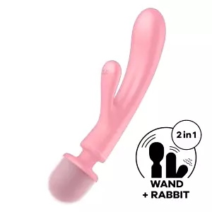 Satisfyer Triple Lover oboustranný vibrátor - růžový