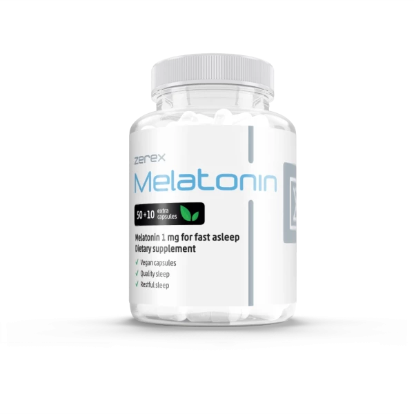 Zerex Melatonín 1 mg. pre dobrý spánok 50 + 10 kapsúl Zerex Melatonín 1 mg. pre dobrý spánok 50 + 10 kapsúl