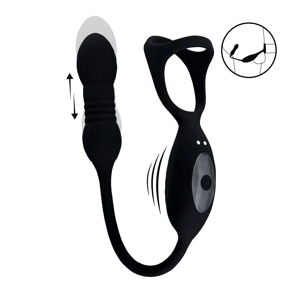 Levelz Vibrating and Thrusting stimulátor prostaty a perinea s erekčným krúžkom Levelz Vibrating and Thrusting stimulátor prostaty a perinea s erekčným krúžkom