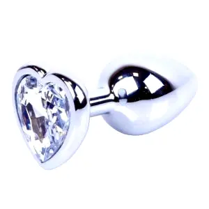 MyLove Silver anální kolík se srdíčkem S čirý