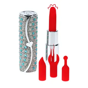 Loveline Tiffany Lipstick minivibrátor se 4 nástavci Blue