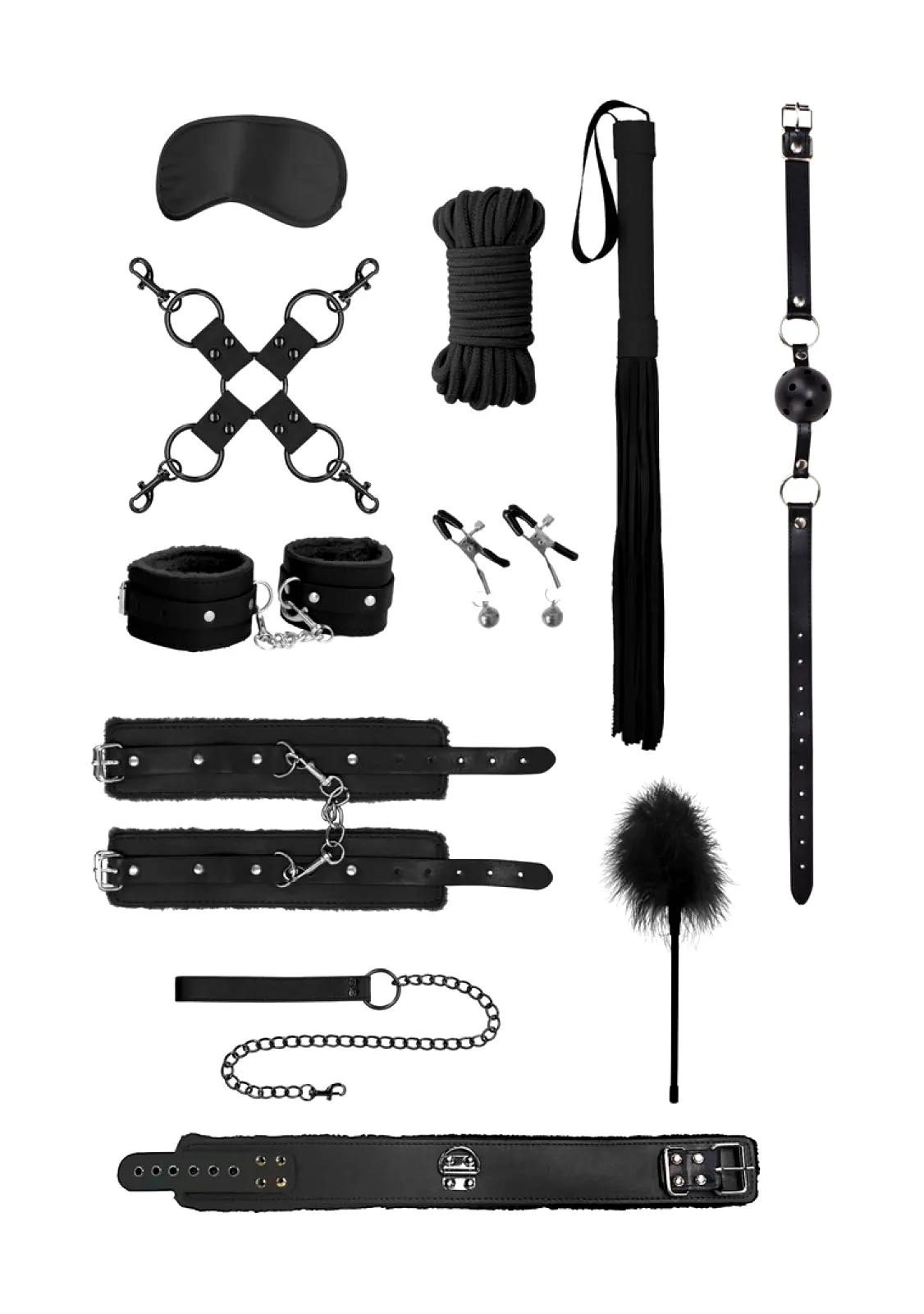Ouch! Intermediate Bondage desetidílná BDSM sada černá Ouch! Intermediate Bondage desetidílná BDSM sada černá