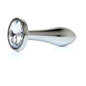 HeavyFun Silver Plug anální kolík s kamínkem S čirý