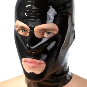 LateX maska na obličej s otvory pro oči a ústa černá