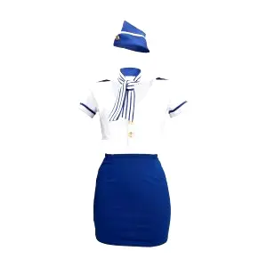 S-line Stewardess Costume - S/M - Blue/White