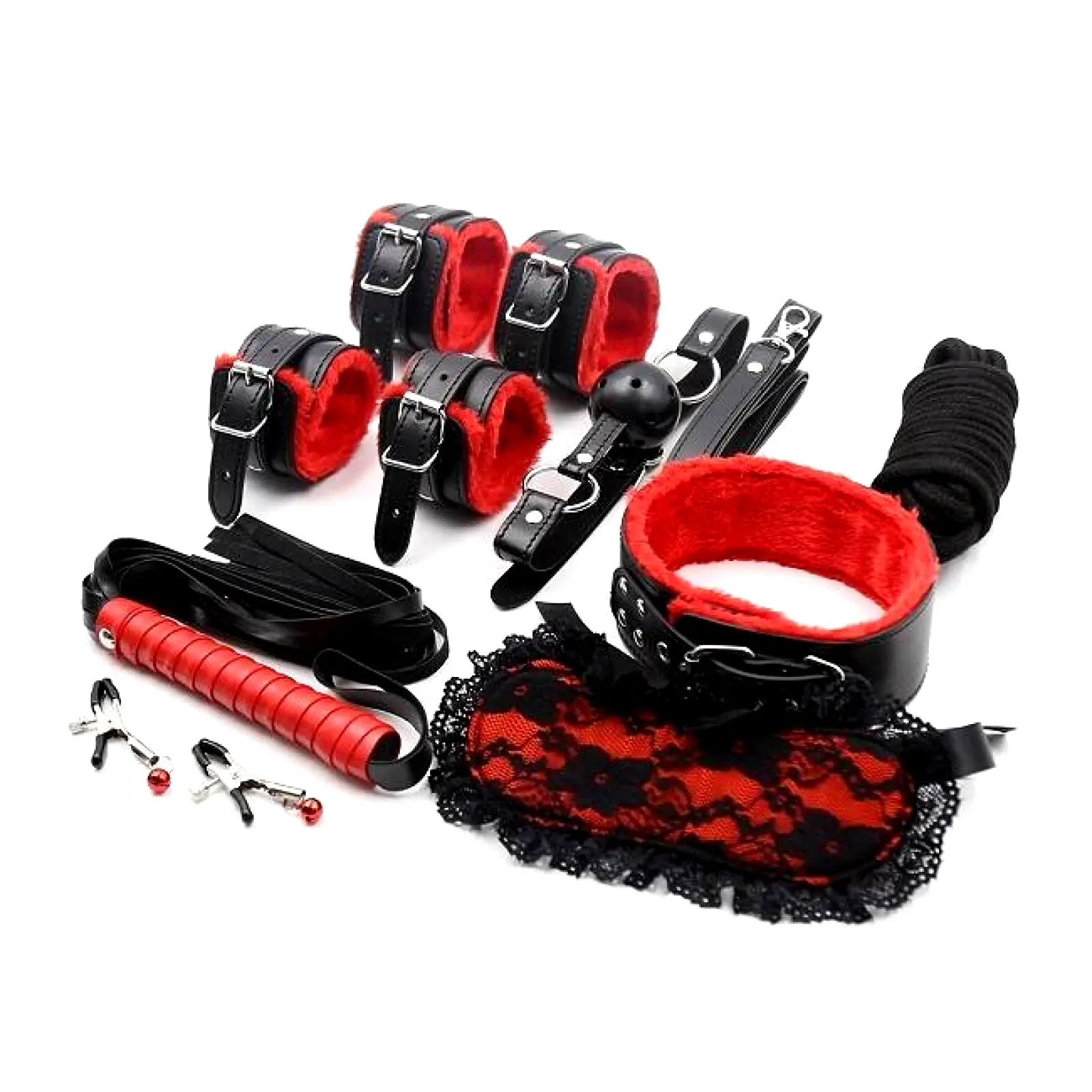 BASIC X Deväťstupňová BDSM sada čierno-červená BASIC X Deväťstupňová BDSM sada čierno-červená
