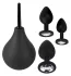 Black Velvets Anal Kit Silicone Douche + 3 Jewel Butt Plugs