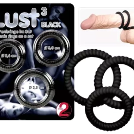 Lust three krúžky na penis – čierne