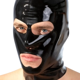 LateX maska na obličej s otvory pro oči a ústa černá