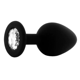 BASIC X ShinyBlack – silikónový análny kolík s kamienkom S