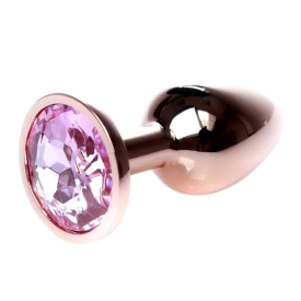 MyLove Rose gold anální kolík s kamínkem S růžový