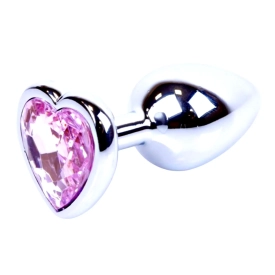 MyLove Silver anální kolík se srdíčkem S růžový
