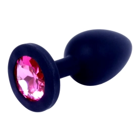 Plug-Jewellery silikonový anální kolík s kamínkem S růžový