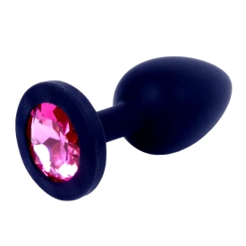 Plug-Jewellery silikonový anální kolík s kamínkem M růžový