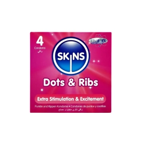 SKINS kondomy Dots and ribs 4 ks