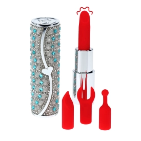 Loveline Tiffany Lipstick minivibrátor se 4 nástavci Blue