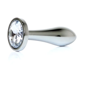 HeavyFun Silver Plug anální kolík s kamínkem S čirý