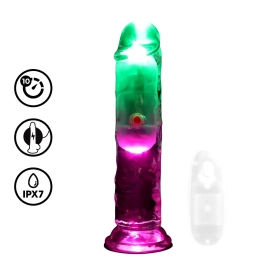 RealRock LED svietiace vibračné dildo 15 cm