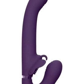 VIVE Satu Pulzačný a vibračný strap-on – fialový